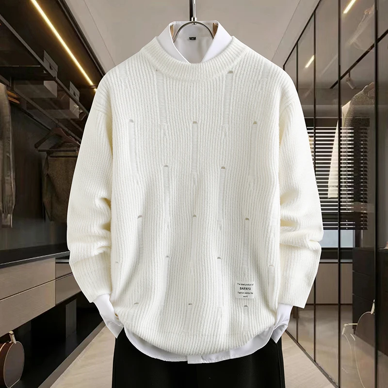 Свитер мужской осень-зима 2024 новый дизайн студенческий базовый вязаный