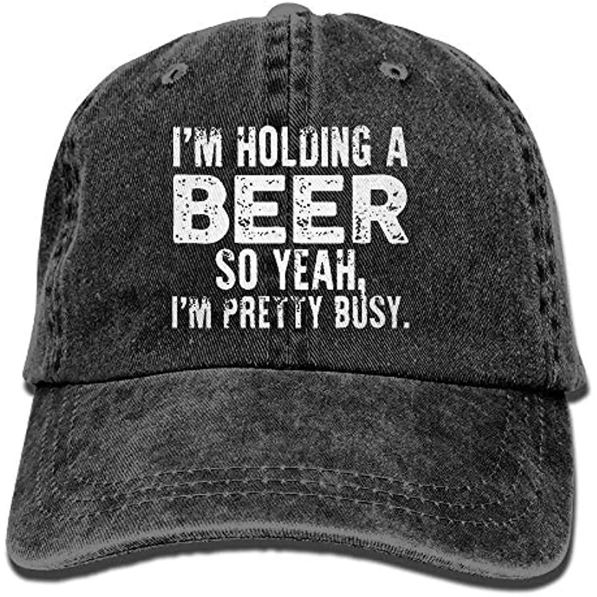 

I'm Holding A Beer So Yeah I'm Pretty Busy Retro Washed Dyed Adjustable Plain Cowboy Cap Denim Four Seasons Casual