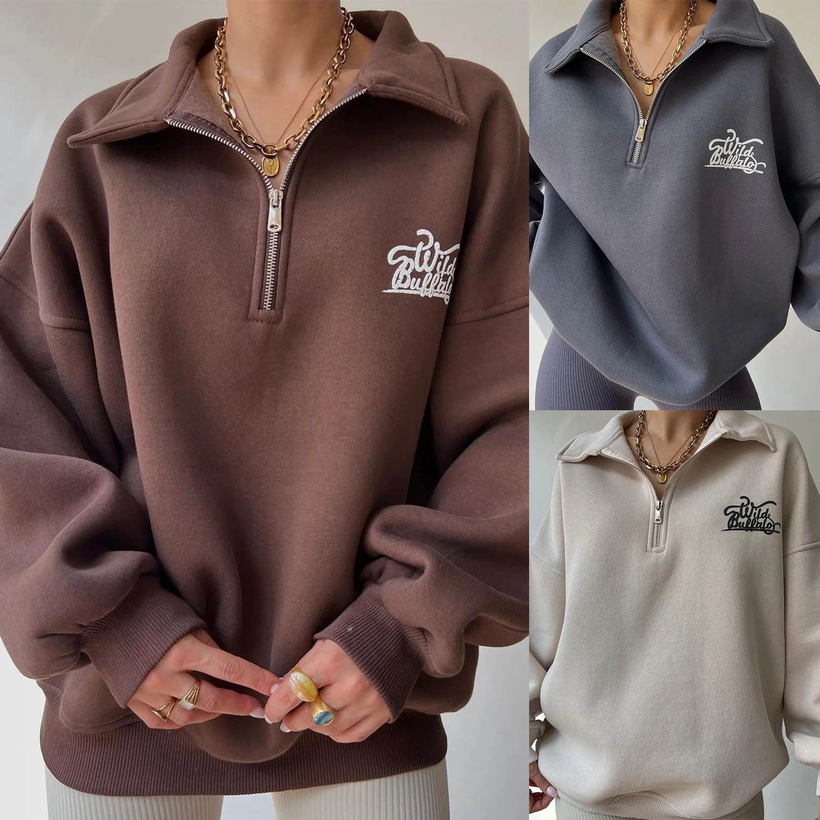 

Свитшот женский оверсайз, винтажный уличный пуловер в стиле Харадзюку, повседневный Свободный Топ на молнии, в стиле хип-хоп, Y2K, Осень-зима