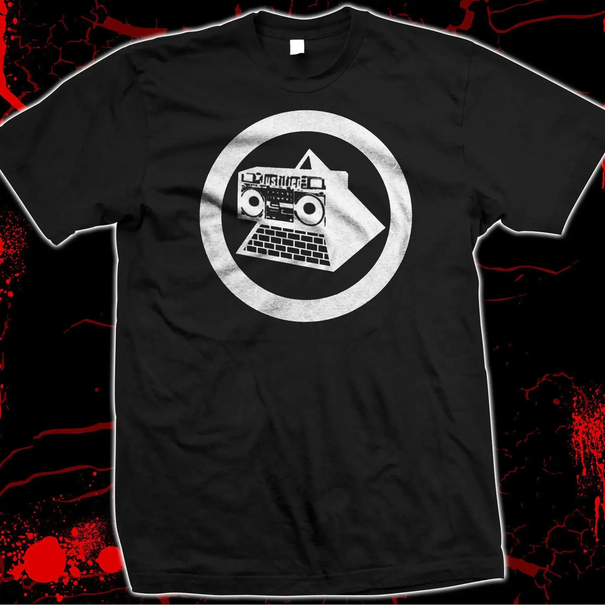 KLF Justified Ancients of Mu Jimmy Cauty Попередняя упругая футболка с шелковым экраном и длинными