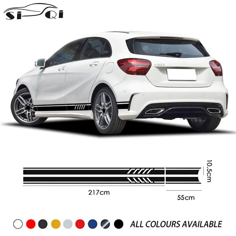 

Edition 1 Car Door Side Stripes Skirt Stickers For Mercedes Benz A Class A45 AMG W176 A35 W177 V177 X117 A250 A180 Accessories