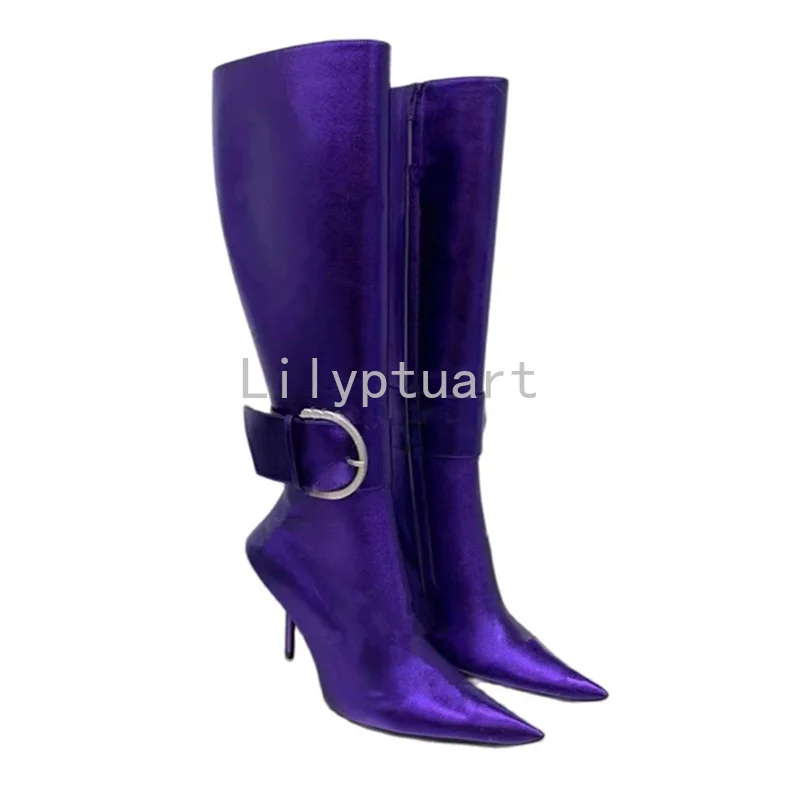 New Women's Shoes Sexy Stiletto Heels Pointed Zipper Dress Party Party Luxury Ladies Shoes Knee High Boots Size 43 Women Shoes