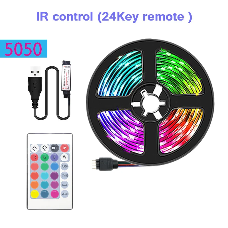 Светодиодная ленсветильник 5 В USB Bluetooth ИК-управление м 10 15 20 30 RGB 5050 подсветильник