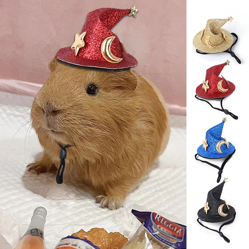 

Mini Pet Cap Small Animal Hat with Adjustable Elastic Chin Strap Rabbit Guinea Pig Hamster Totoro Hedgehog Cap Head Accessories