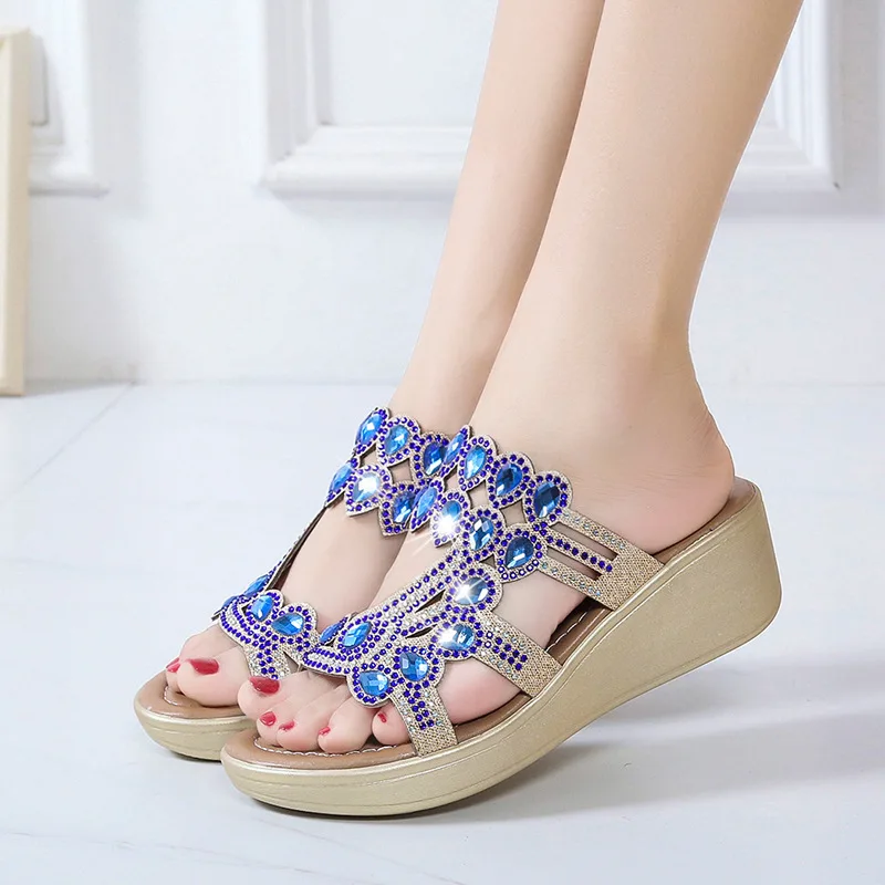 

Summer Slippers For Women Casual Shoes 5.5cm High Heel Flat Wedge Outside Woman Sandasl Thick Platform Fashion Female Beach Shoe