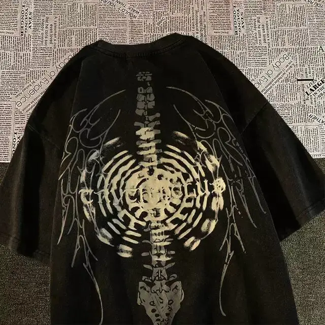 

Футболка в стиле ретро для мужчин и женщин, уличная одежда в стиле хип-хоп, с принтом в виде моющихся крыльев, летняя хлопковая футболка с коротким рукавом в стиле Харадзюку
