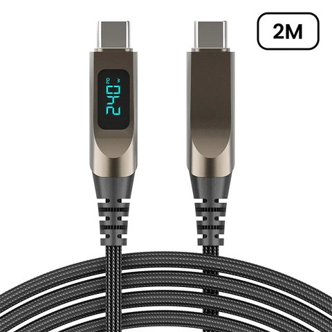 Элough Кабель USB C — USB C с цифровым дисплеем, 240 Вт, цинковый сплав, кабель типа C — тип C, быстрая зарядка для iPhone 15 16