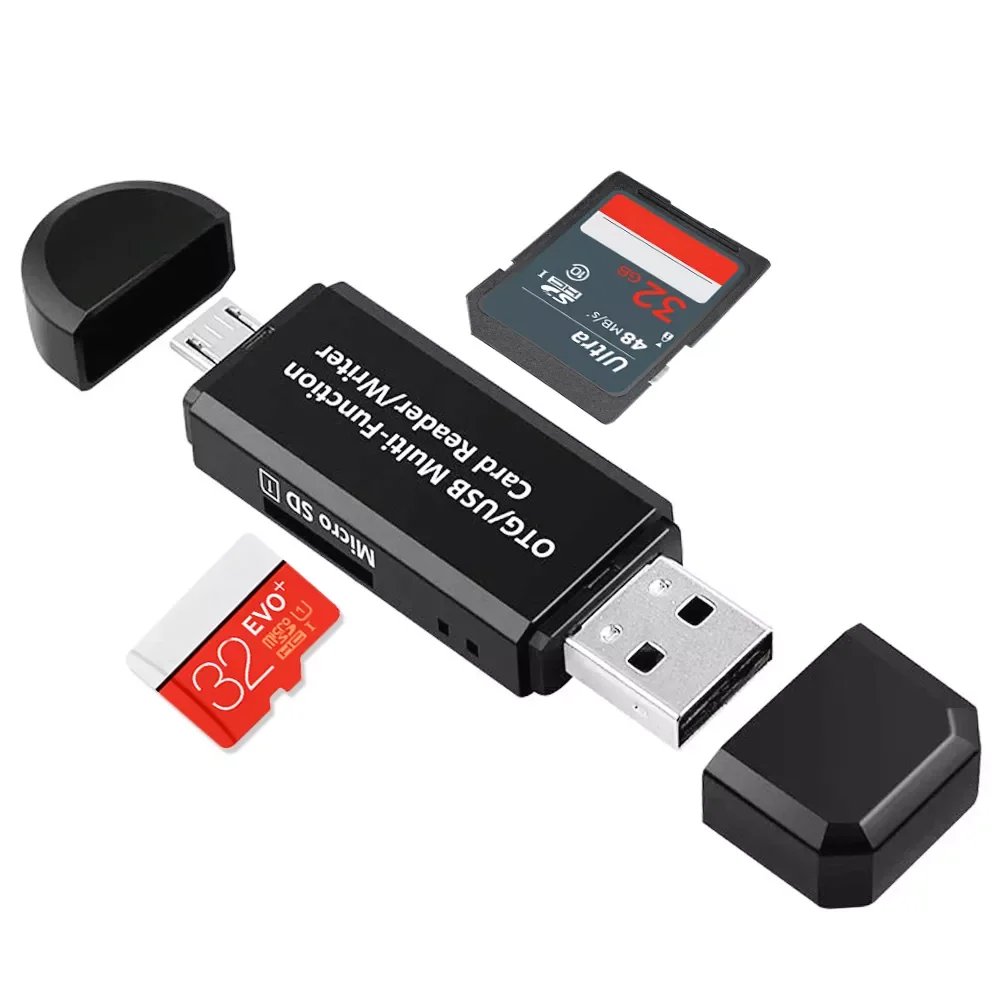 

2 In 1 USB 2.0 USB Male And Micro USB Male SD Memory Card Reader OTG Adapter High Speed For SDXC SDHC SD MMC RS-MMC Micro SD/TF
