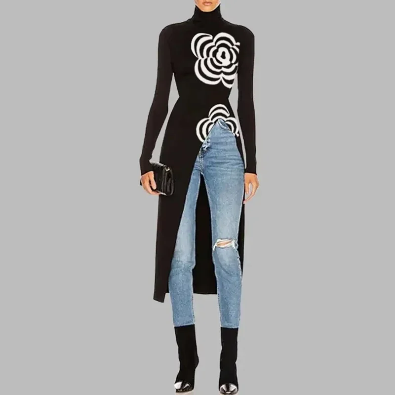 Beautyblue женский черный топ пуловеры свитер с высоким воротом повседневные