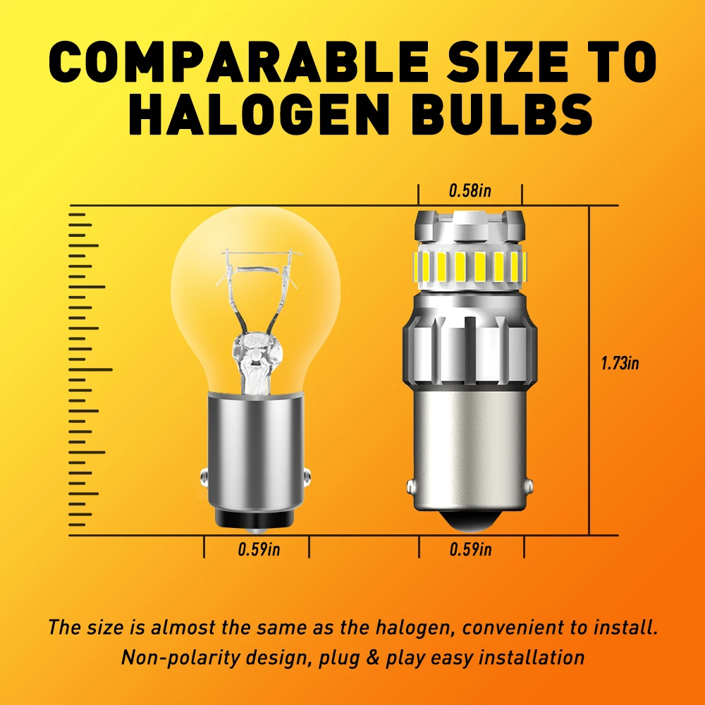 2 шт. P21W BA15S 1156 светодиодный Canbus без ошибок 1200LM 6500K белый DRL автомобильный