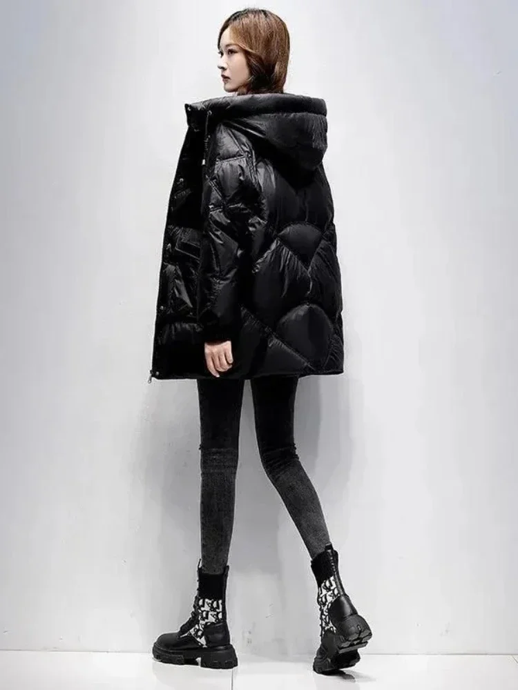 Женское зимнее пальто длинная теплая парка с капюшоном свободная Толстая