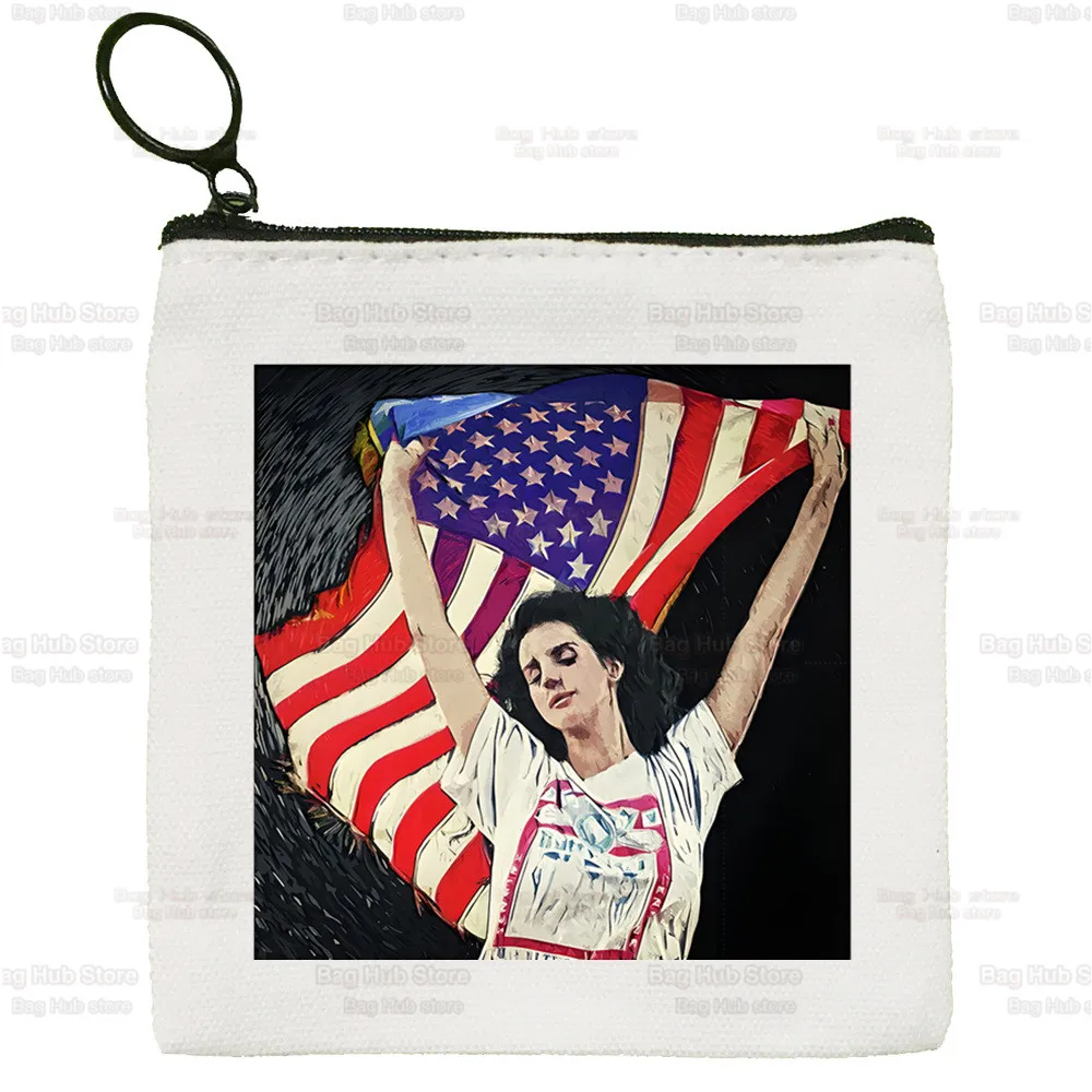 Lana Del Rey Singer Fans Just for Life Canvas Bag Pure White Bag, Zipper Bag Coin Bag Coin Bag Clutch Bag