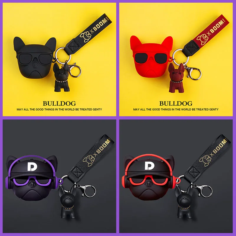 

Music Bulldog Case For Apple AirPods 1 2 3 Pro Cool Rock Dog Soft Silicone Wireless Bluetooth Earphone Coque For Airpods Funda
