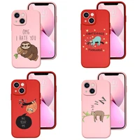 cute sloth phone case red pink for apple iphone 12 pro 13 11 pro max mini xs x xr 7 8 6 6s plus se 2020 shockproof cover