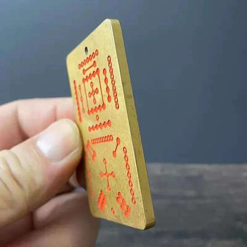 Латунный подвеска Cinnabar Hetu Luo Shu Бронзовый кулон Taoist восемь схем в форме аппетита