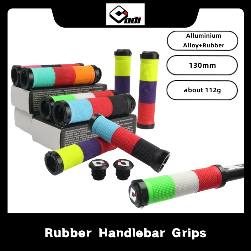 

ODI Rubber Handlebar Grips 1Pair for MTB Mountain Folding Bike Double Lock Ring Anti-Slip Shock Absorption Dirt Resistant 22.2mm