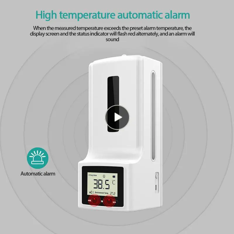 

1L Intelligent Soap Dispenser Digital Display Screen Temperature Measuring Disinfection Machine With Broadcast In 12 Languages