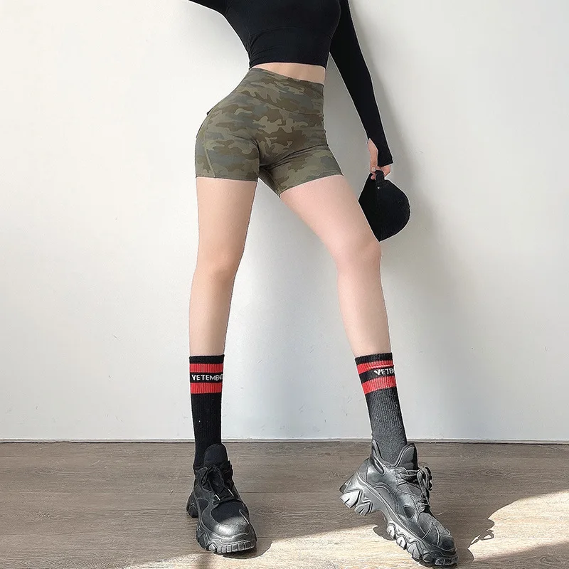 

Camouflage Sports Shorts Women's Pocket Workout Clothes Fitness Push Up Hip Lifting Yoga Hot Pants