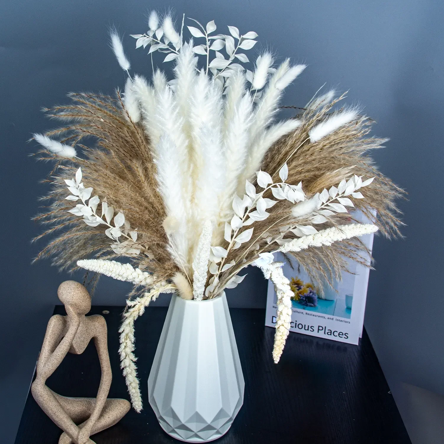 

Natural Dried Pampas Grass Bonquet Gift Flower Arrangements Pampas Decorations for Boho Wedding Home Decor Artificial