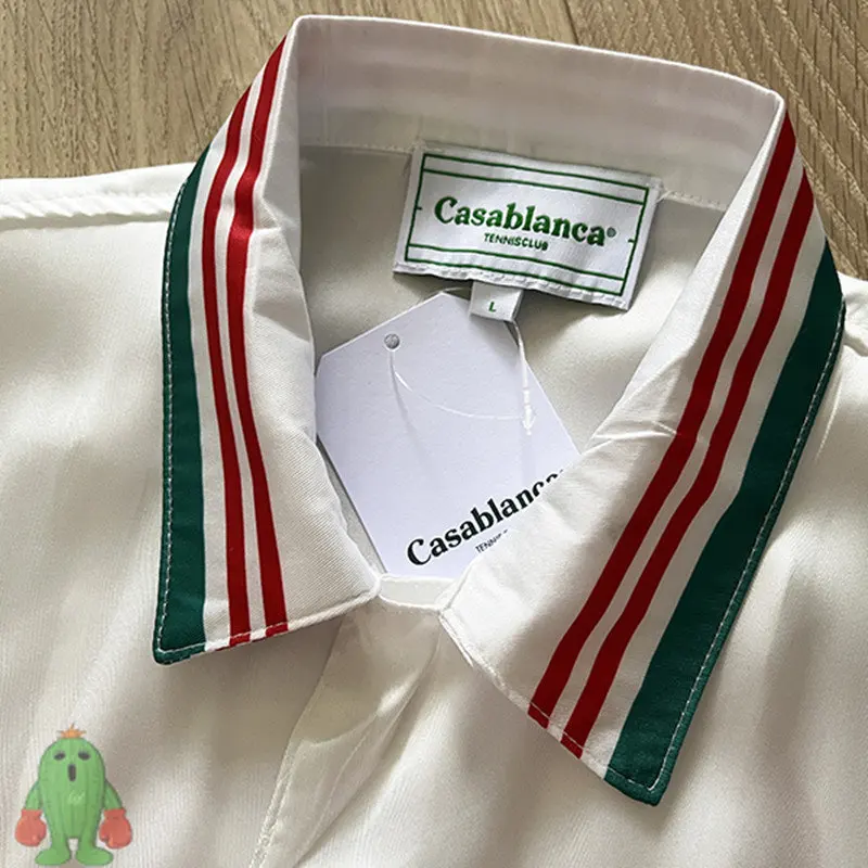 British College Style Casablanca Shirts Rabbit Short-sleeved Retro Drape Thin Silky Satin Unisex Couple Silk Shirt