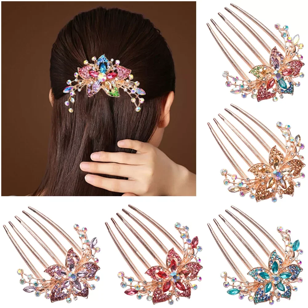 

Shiny Rhinestone Hair Comb Hairpin Luxury Hair Clip Bride Hair Jewelry Styling Tool Elegant Women Fashion Hair Accessories