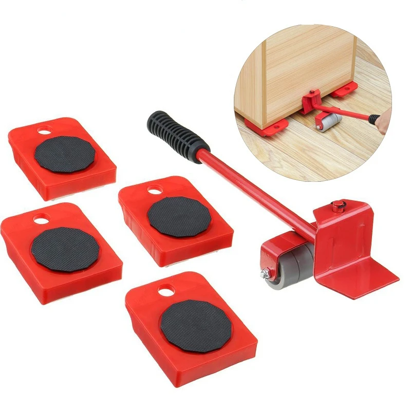 

Heavy Duty Furniture Lifter Transport Tool Furniture Mover Set 4 Move Roller 1 Wheel Bar for Lifting Moving Bedroom Accessories