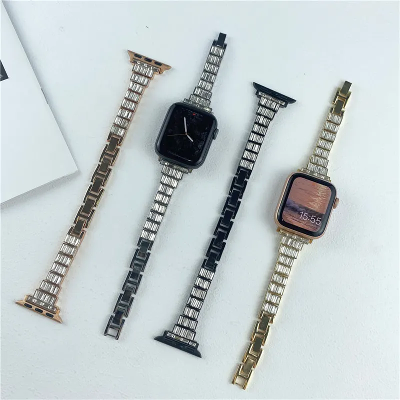 

Luxury Bling Diamond Slim Band Strap Bracelet for Apple Watch Series 7 6 5 4 3 2 SE 41mm 44mm 45mm