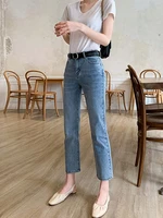 ankle length women jeans summer stretch straight chic ladies washed denim pants streetwear boyfriend jeans for women 2022