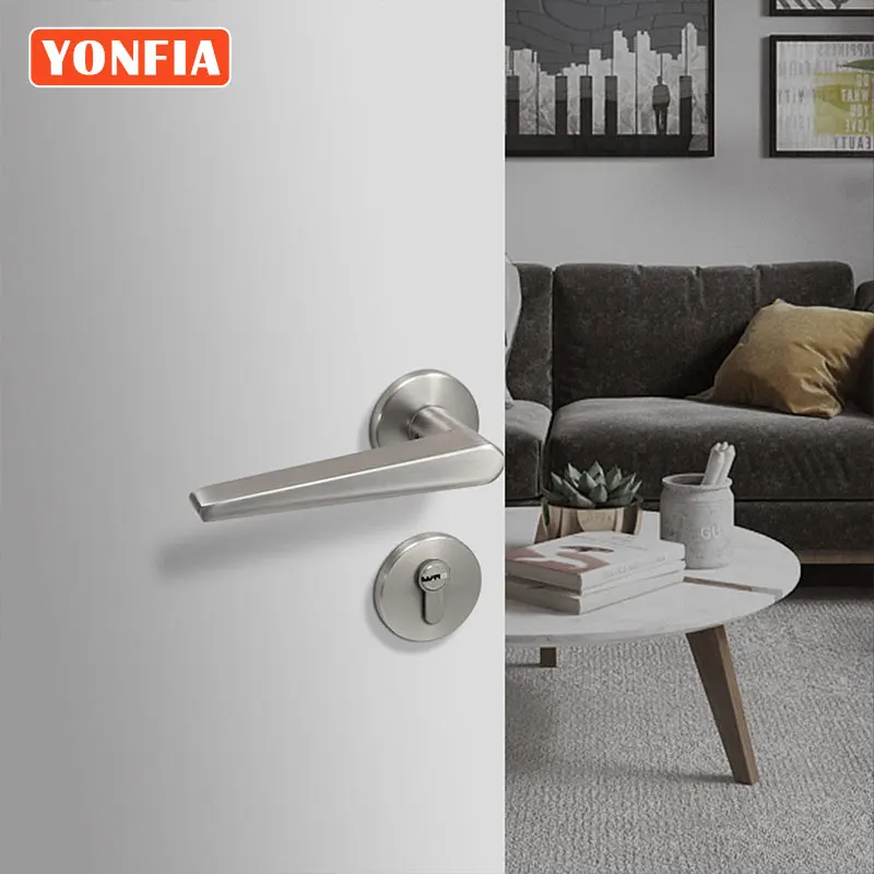 Modern Aluminium Alloy Lever Door Handles Minimalist Wood Do
