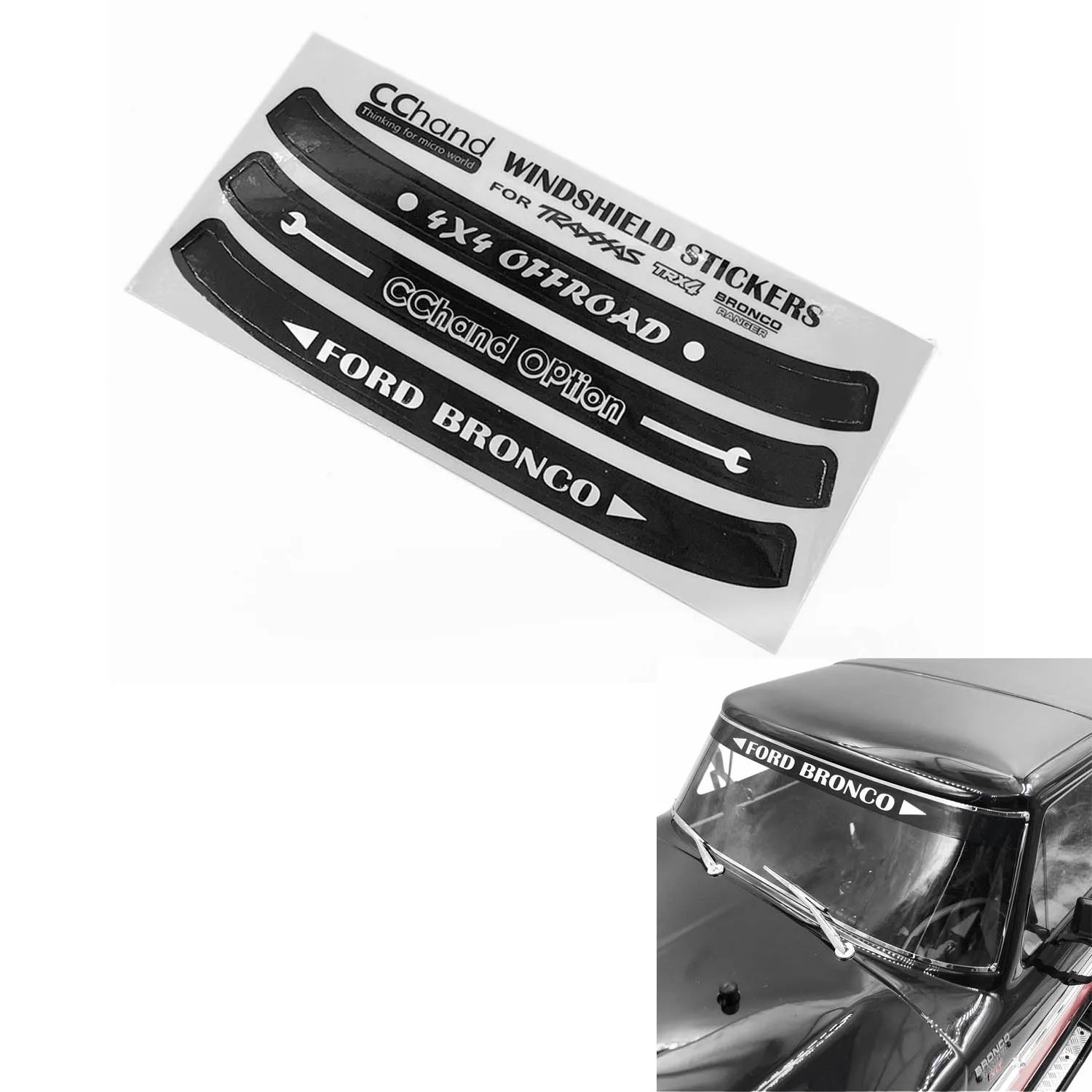 

CCHand Parts Windshield Stickers for 1/10 Ford TRAXXAS BRONCO 79 RC Crawler Car Toucan Accessories TH21030-SMT8