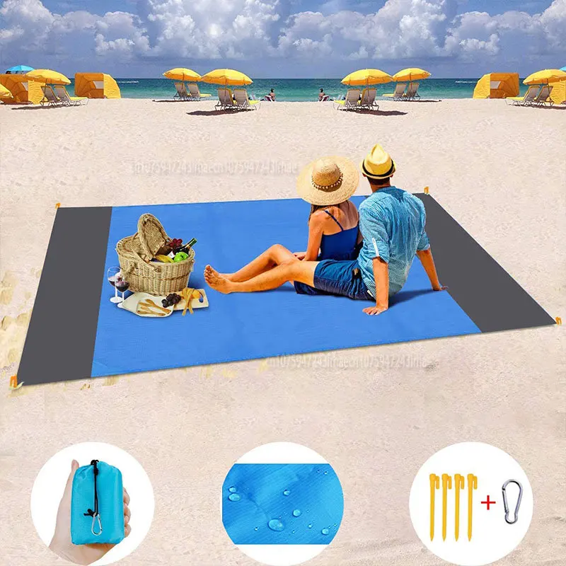 

2 х2, 1 м, водонепроницаемое карманное пляжное одеяло, складной коврик для кемпинга, матрас, портативный легкий коврик, уличный коврик для пикника, песочный пляжный коврик