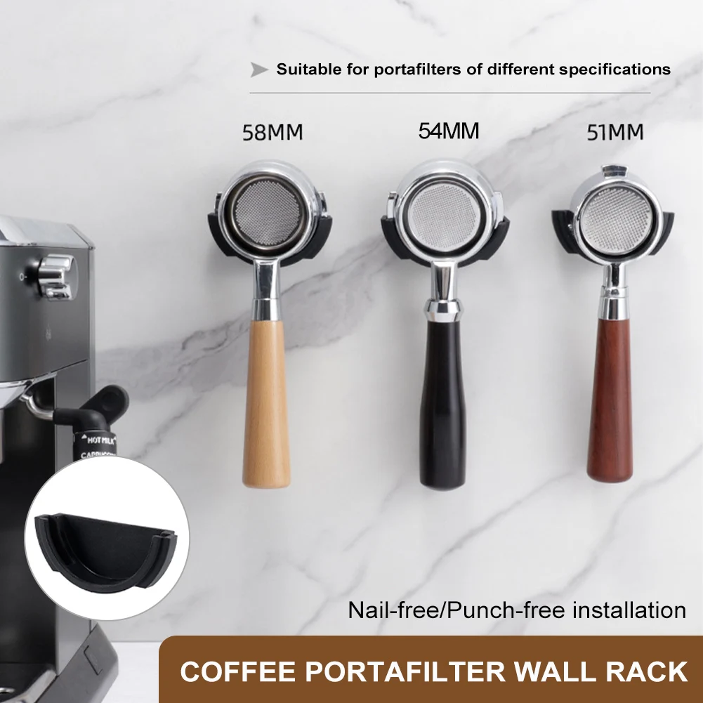 

51/54/58MM Coffee Portafilter Wall Hanging Rack Self-Adhesive Portafilter Holder Wall Mounted Handle Rack Organizer Coffee Tools