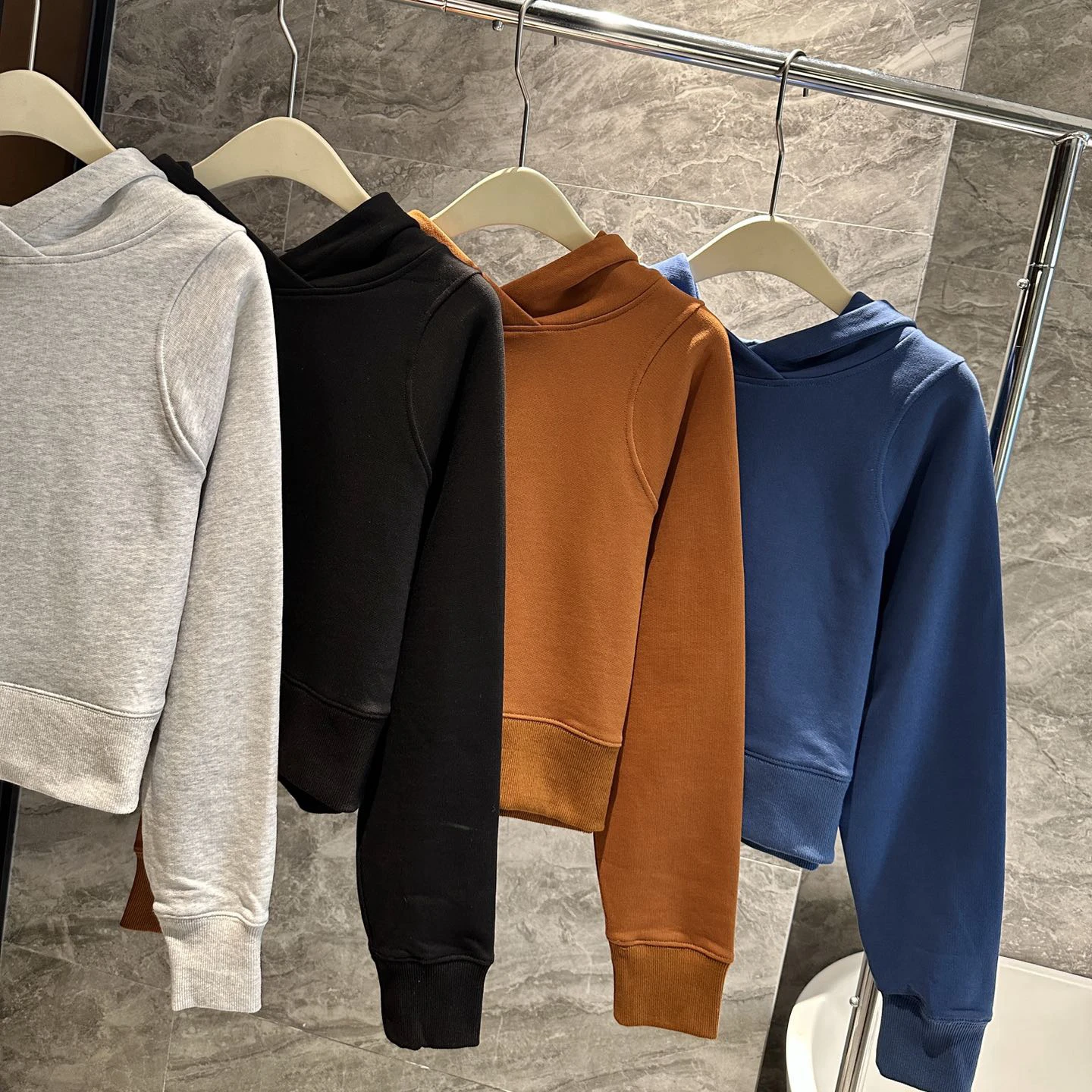 With Logo Women's Loungeful Hoodie Short Long-sleeved Hoodie Female Fitness Yoga Pure Cotton Wool Ring Loose Casual Pullover