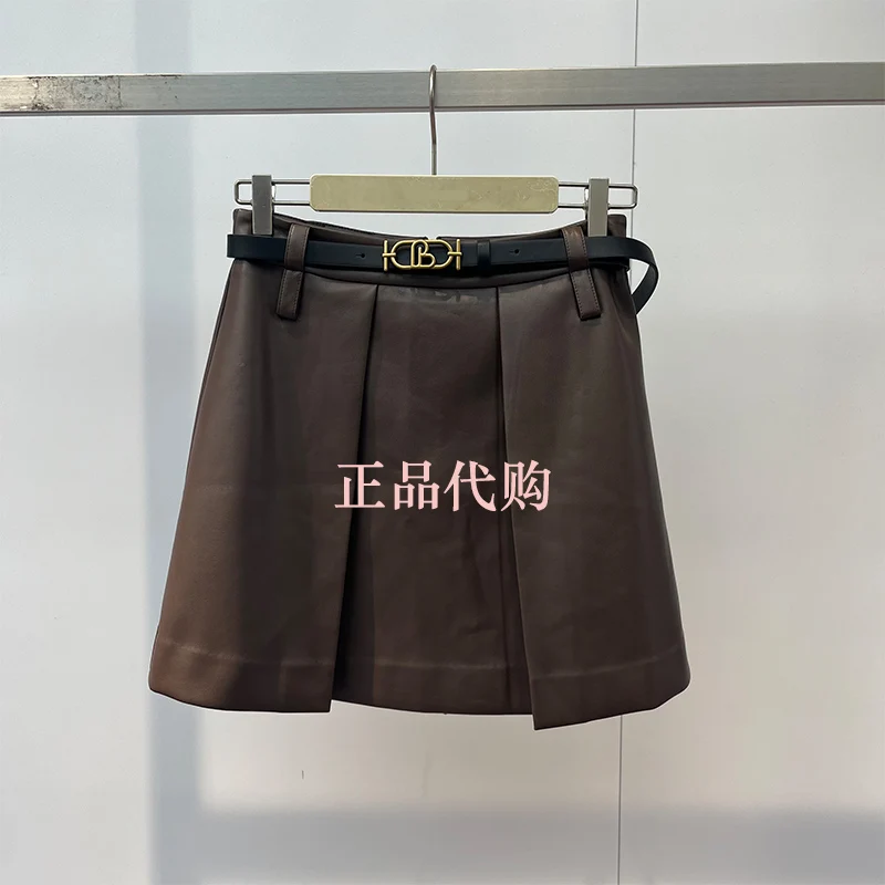 

Golf Autumn 2023 New Fashion Joker A-word Skirt High Waist Slim Leather Skirt PU Short Skirt Female
