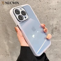 for iphone 13 pro max 12 case glass lens transparent color contrast case for iphone11 11 pro max soft silicone shockproof cover