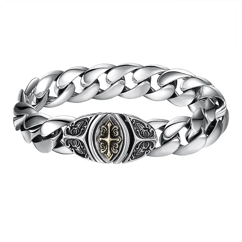 

Браслет мужской из чистого серебра с яркими звеньями шириной 14 мм