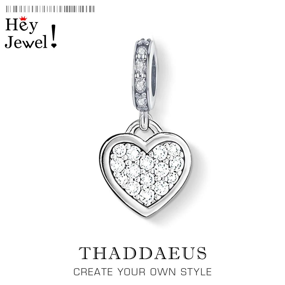 

Charm Pendant Glitter Heart For Women Autumn Glamorous 925 Sterling Silver Romantic Fashion Jewelry Fit Bracelet Necklace