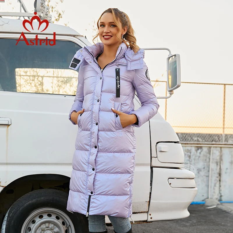 

Astrid 2022 New Winter Women's coat women long warm parka Bright fabric fashion Jacket hooded Plus size female clothing 9510