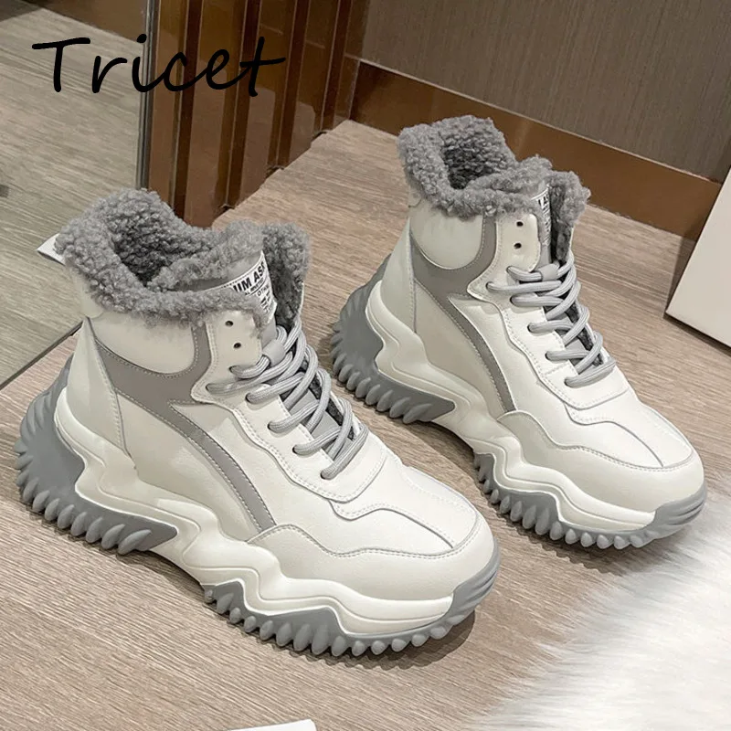

Зимние женские ботинки для снежной погоды, плюшевая теплая водонепроницаемая обувь из искусственной кожи с высоким верхом, повседневные кр...