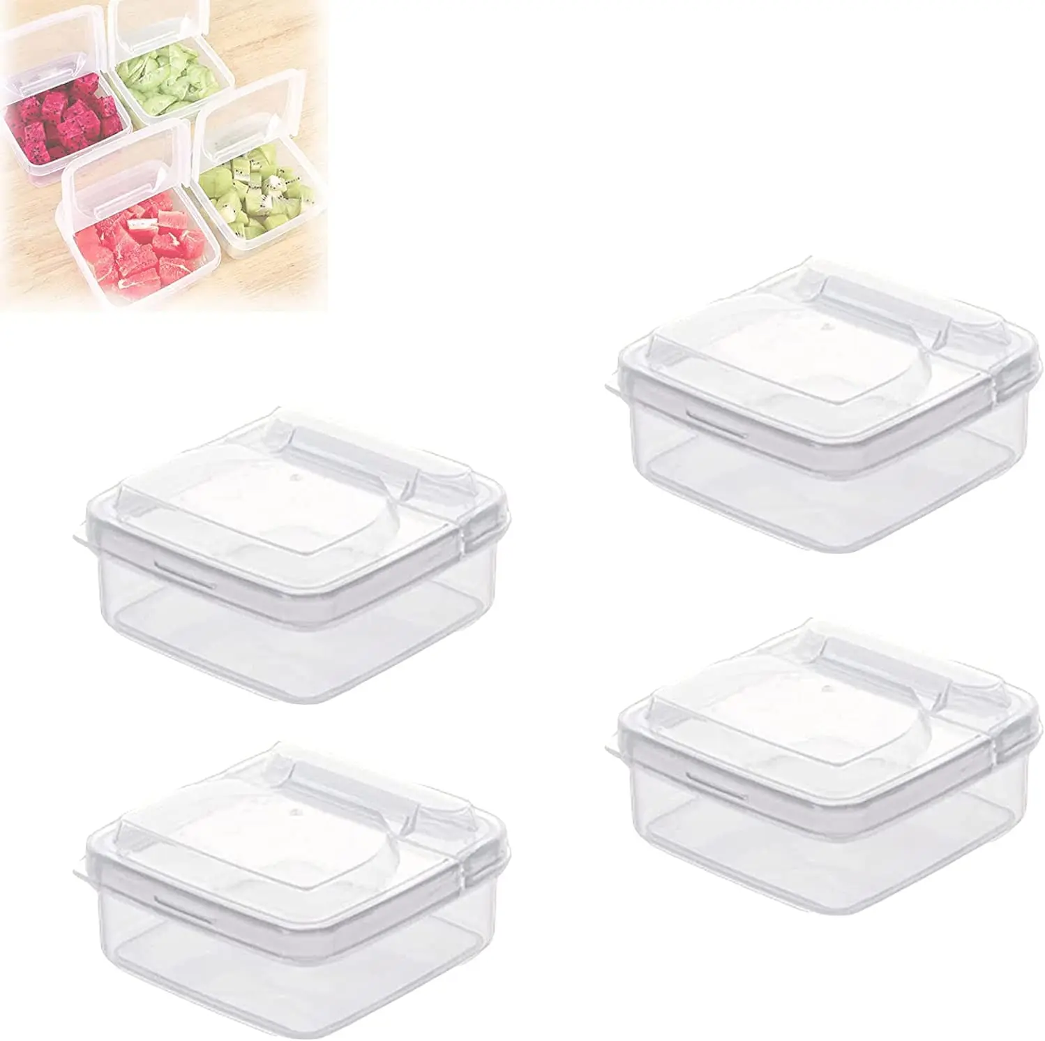 

2PCS Fruit Storage Box Cheese Slice Collect Container Fridge Storage Box Keep Fresh Snacks Nuts Food Fruit For Kitchen Ice Box