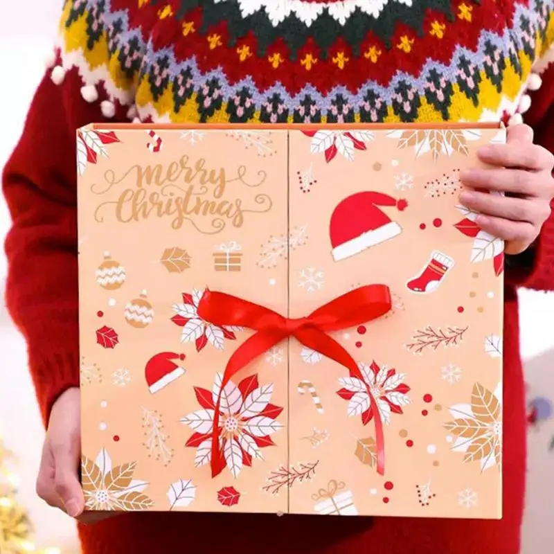 

Рождественский календарь с обратным отсчетом, многоразовая Подарочная коробка с адвентом, Рождественский календарь, Подарочная коробка, 24 дня, Рождественская картонная коробка с цифрами