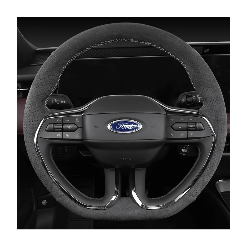 

Для Ford Mondeo 2022 прошитая замша кожаная Спортивная ручная сшивка чехол на руль интерьерный чехол