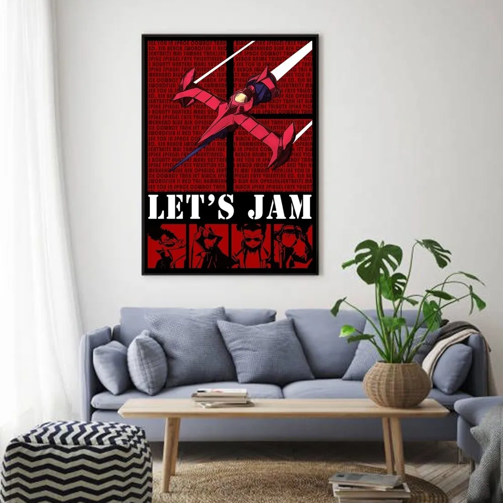 Аниме C-Cowboy Bebop плакат HD искусство липкая стена водонепроницаемый дом гостиная