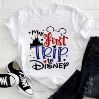 my first trip to disney griphic tee shirt women fashion design mickey minnie couple clothes summer harajuku t shirt for ladies