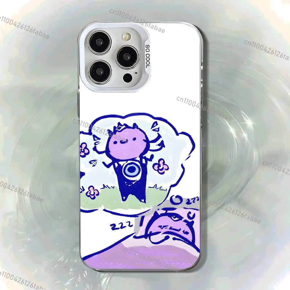 Фото Матовый противоударный чехол Cartoon Wemmbu Eggchan Tax Duo для iPhone 17, 16, 15, 14, 13, 12, 11, Mini, Pro, E, MAX, белый, матовый, цвета конфет. №4