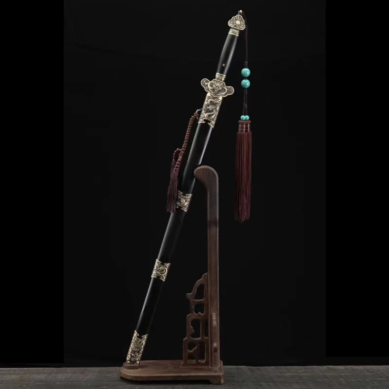 

Chinese Swords which is made of Hand folded Steel (Damascus Steel) and is installed as a Ebony Wood scabbard fitting cosplay