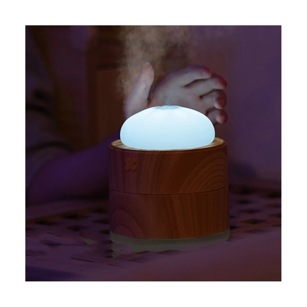 

400Ml Air Humidifier Mini Household Small Steamer Bun Humidifier USB Humidifier LED Night Lamp Wood Grain