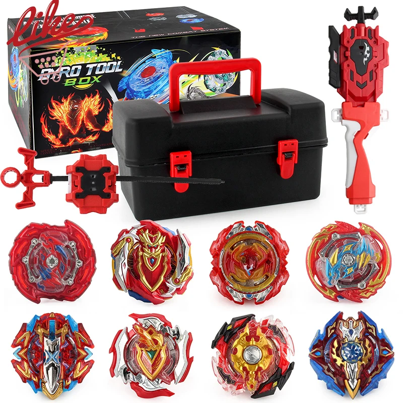 

Laike Red Devils Suit 8pcs Spinning Top Luxury Storage Box Set with Launcher Toolbox Set Toys For Children