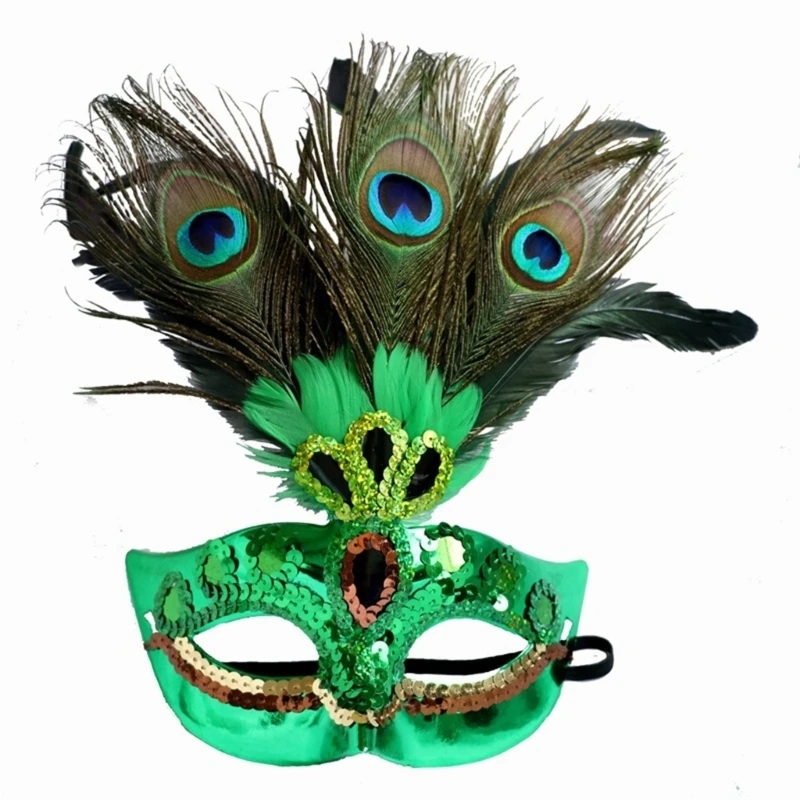 

Peacock-Feather Mask Charming Masquerade Mask Halloween Half Face Mask Animal Mask Costume Party Props for Men and Women 57BD