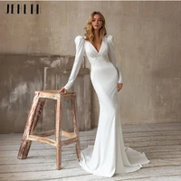 white mermaid bridal dresses 2022 puff sleeves sexy civil formal wedding gown for woman simple robe de mariee femme floor length